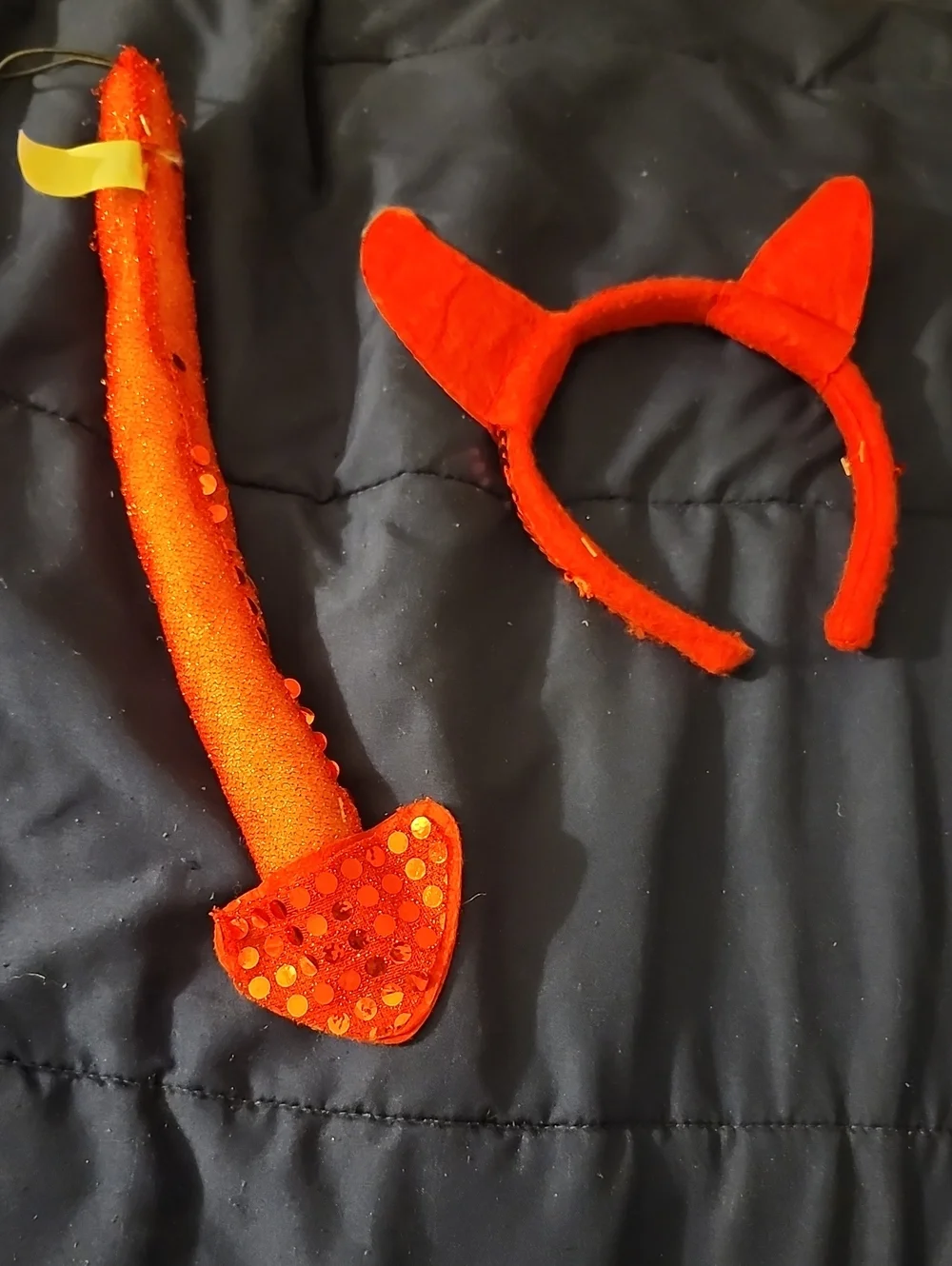 Red Sequin Devil Horn Headband & Tail Set for Kids